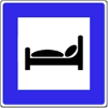 Verkehrszeichen blau mit Bett