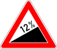 Verkehrszeichen Steigung 12%