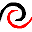 2D-Animation runde drehende zweifarbige Spirale rot schwarz