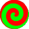 2D-Animation runde drehende Spirale rot grün
