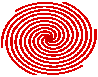 2D-Animation hin und her schwingende rote Spirale