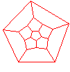 3D-Animation rotierendes rotes Fünfeck