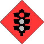 Animation Verkehrsampel rot blinkend auf rotem eckigen Schild