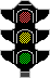 Animation Verkehrsampel rot blinkt mit Schirmen rechts links