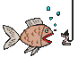Animation Fisch schnappt nach Angelhaken