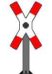 Animation Verkehrszeichen Bahnübergang Andreaskreuz drehend und innen rot blinkend neue Bundesländer