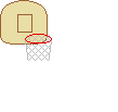 Basketball wird von rechts direkt in Basketballkorb geworfen