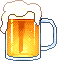 Animation Biertropfen läuft außen am gefüllten Bierkrug runter