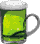 Animation voller Bierkrug mit grünem Bier perlt
