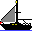 Animation Silhouette segelndes Segelboot mit Beleuchtung