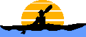 Animation Silhouette paddelnder Kajakfahrer vor Sonnenuntergang