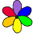 Animierte bunte Blüte dreht sich links herum