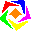 Animiertes 5 eckiges Objekt aus 6 Farben die rechts herumlaufen
