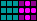 Animierte LED-Matrix aus 3 mal 6 Punkten, türkis pink, links rechts blinkend