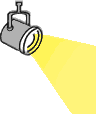 Animation 1 sich bewegender nach unten leuchtender Strahler mit gelbem Licht