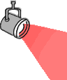Animation 1 sich bewegender nach unten leuchtender Strahler mit rotem Licht