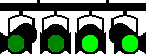 Animation 4 bunte Strahler an Traverse mit verschiedenen Farben die aufleuchten, laufen und flashen