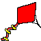 Animierter roter fliegender Drachen mit Schwanz