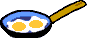 Animation 2 Spiegeleier braten in einer blauen Pfanne