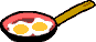 Animation 2 Spiegeleier braten in einer roten Pfanne