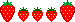 Animation 5 Erdbeeren, die mittleren 3 machen eine La-Ola-Welle von links nach rechts
