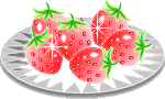 Animation Teller mit 6 glitzernden Erdbeeren
