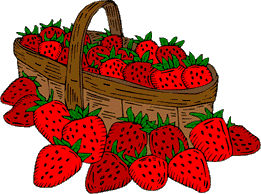 Animation Erdbeeren im Korb und davor, einige wechseln den Rotton