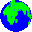 Animation kleine drehende Erdkugel grüne Landmasse blaue Wasserfläche rechtsdrehend