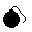 Animation runde schwarze Bombe mit brennender Lunte explodiert