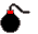Animation runde schwarze Bombe mit rotem Kopf und brennender Lunte explodiert