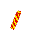Animation rot gelb gestreifte Dynamitstange mit Streichholz entzündet explodiert