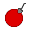Animation runde rote Bombe mit brennender Lunte explodiert