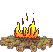 Animation loderndes orange gelb rotes Lagerfeuer auf Holzscheiten