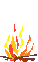Animation loderndes Lagerfeuer auf dünnen Holzscheiten