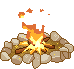 Animation loderndes Lagerfeuer im Steinkreis