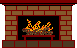 Animation Feuer im gemauerten Kamin aus braunen Steinen