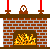 Animation Feuer im gemauerten Kamin aus roten Steinen