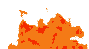 Animierte orange rote lodernde breite Feuerflamme
