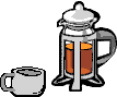 Animation gläserne Kaffeekanne schenkt aus