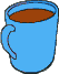 Animation blauer Kaffeebecher mit bewegtem Kaffee