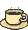 Animation gelbbraun dampfende Tasse Kaffee auf Untertasse