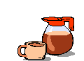 Animation Hand schenkt Kaffee aus einer Glaskanne in Tasse ein