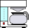 Animation weiße Kaffeemaschine Kaffee läuft in Glaskanne