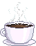 Animation weiße dampfende Tasse Kaffee auf Untertasse