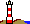 Animation kleiner Leuchtturm rot weiß gestreift auf hellbraunem Fels mit animiertem Rundumlicht