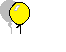Animation gelber Luftballon mit Schnur und Schatten fliegt hin und her