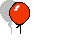 Animation roter Luftballon mit Schnur und Schatten fliegt hin und her