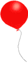 Animation roter Luftballon mit Schnur bewegt sich hin und her