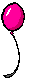 Animation magentaroter fliegender Luftballon mit wedelndem Schwanz