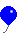 Animation kleiner blauer Luftballon mit Schnur fliegt herum